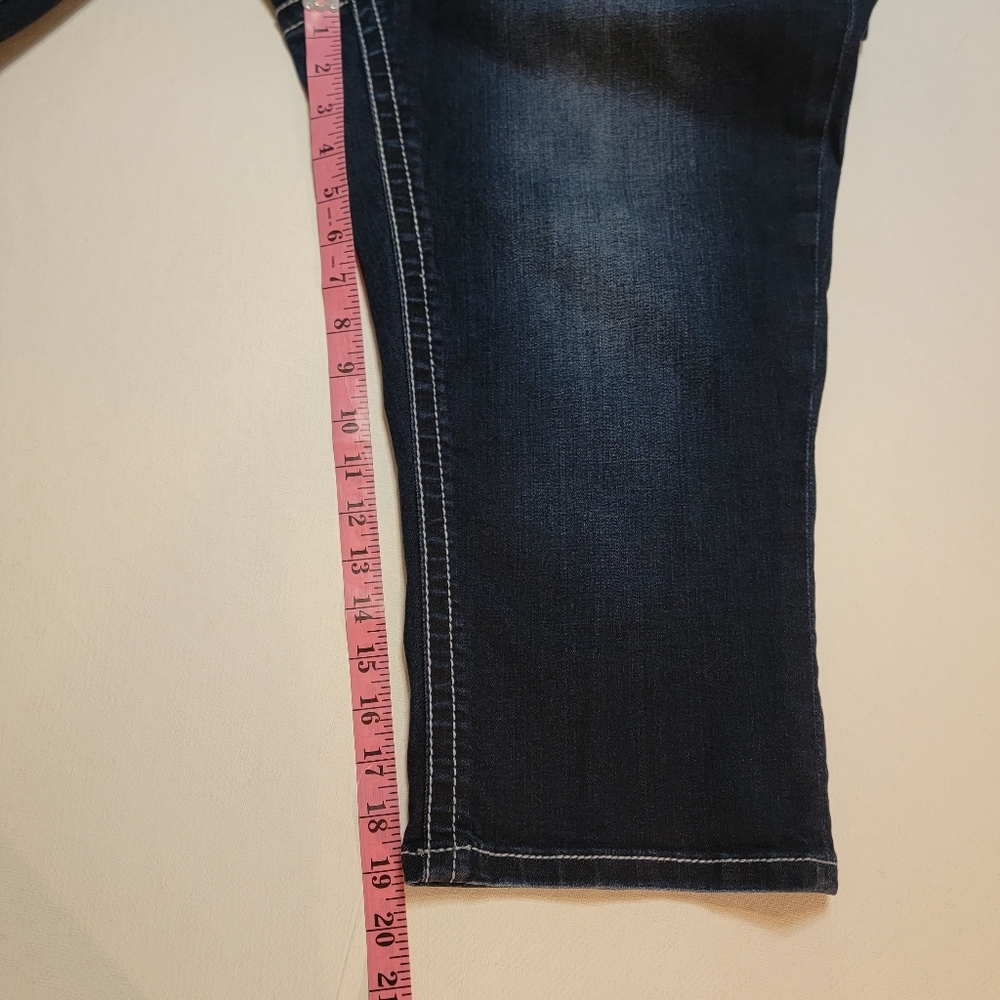 Maurices Dark Blue Denim Capris with Silver Stud Detail - Picture 6 of 11
